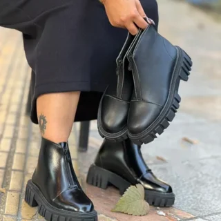 نیم بوت جلو زیپ زارا لژدار مدل استاندارد سایز 37 تا 40